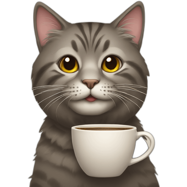 Cat drinks coffee emoji