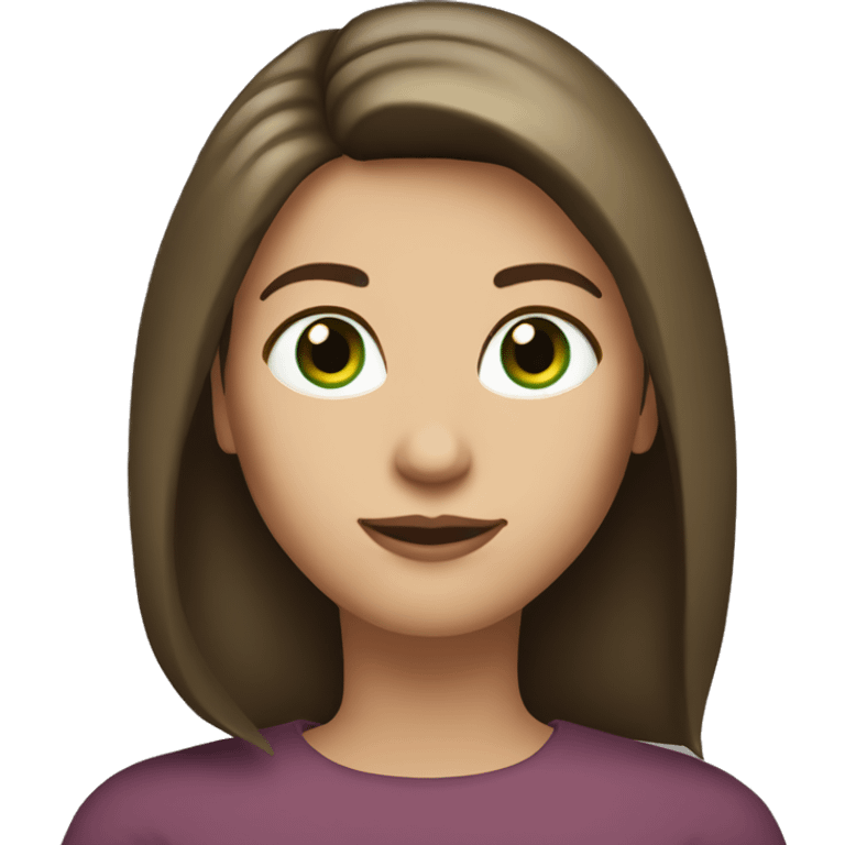 pretty 40 year old woman with grass green eyes and shoulder length straight brown hair crown emoji