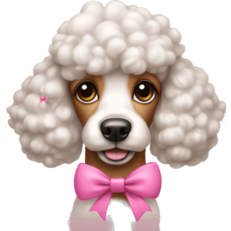 A poodle with a pink bow on its head emoji