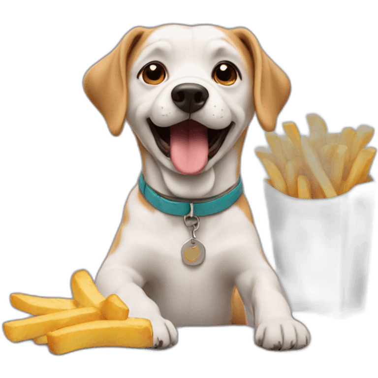 dog eating fries emoji