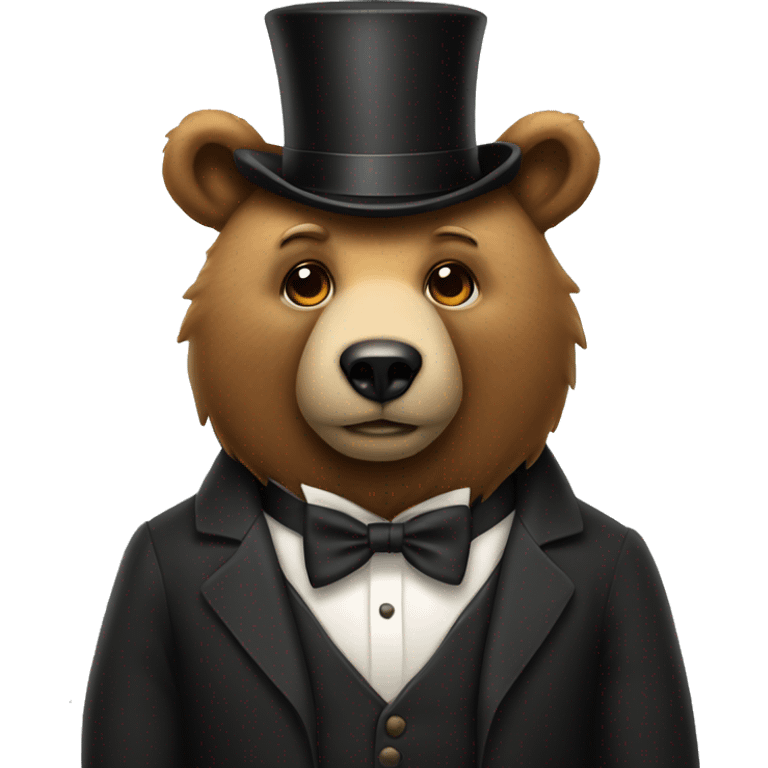 Bear with small top hat and bow tie emoji