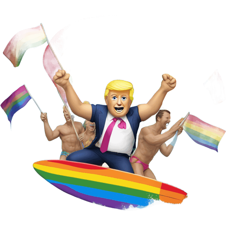 Trump surfing pride crowd emoji