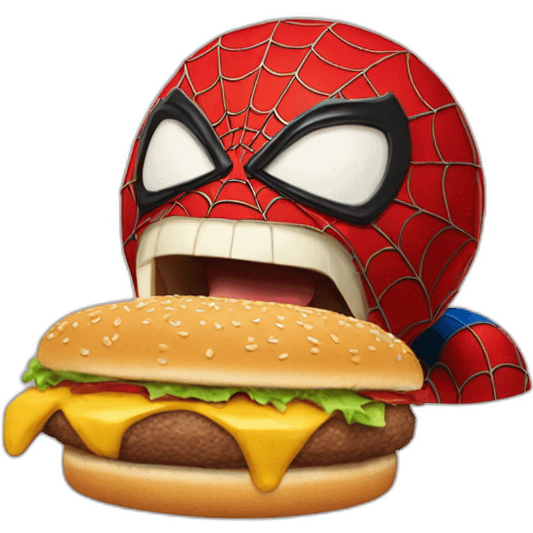 Old spiderman eating burger emoji