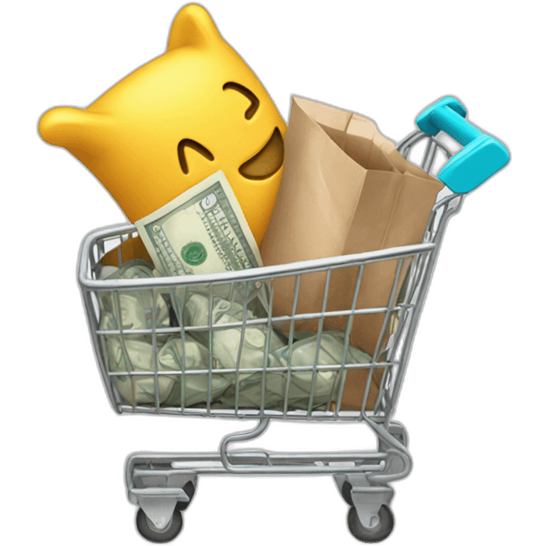 shopping kart with a money bag emoji