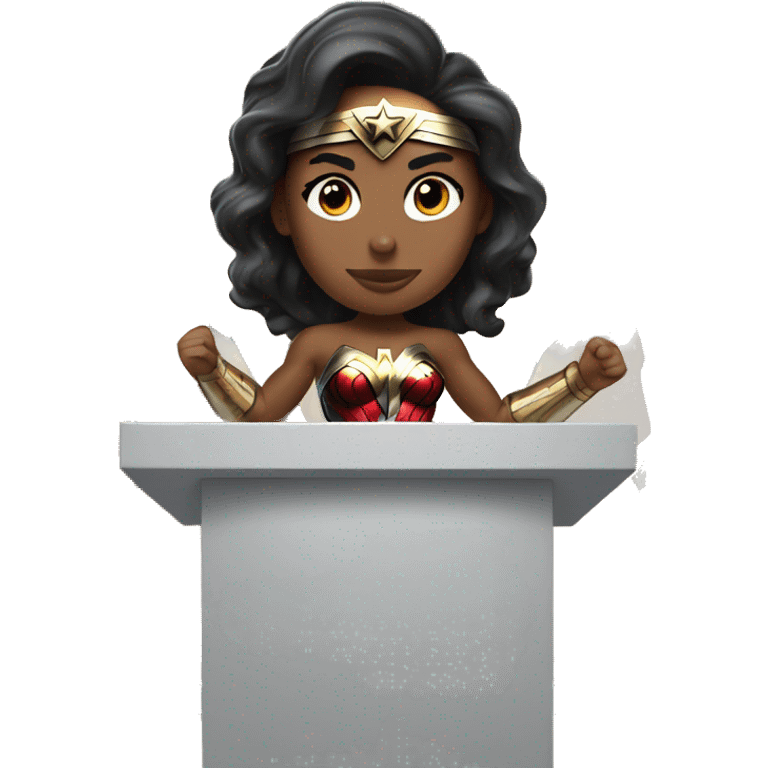 wonder woman behind a podium emoji