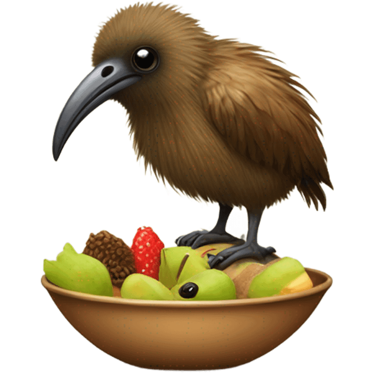 Kiwi bird eating breakfast  emoji