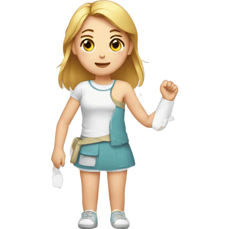 Girl with broken arm plaster emoji