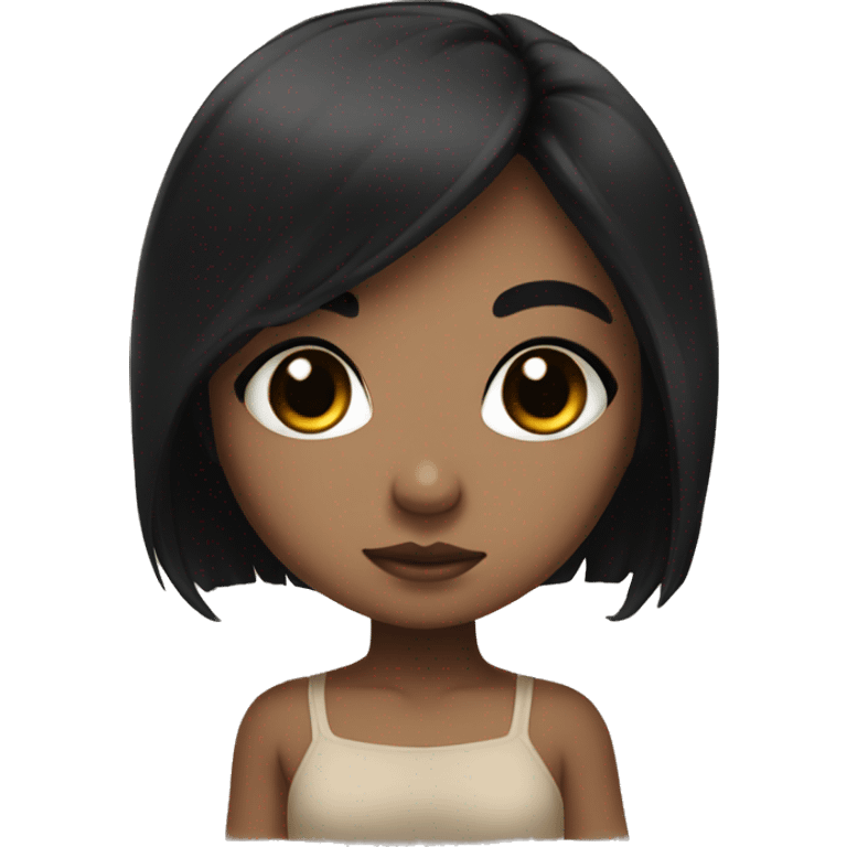 Warm skin chibi girl with black hair and black eyes  emoji