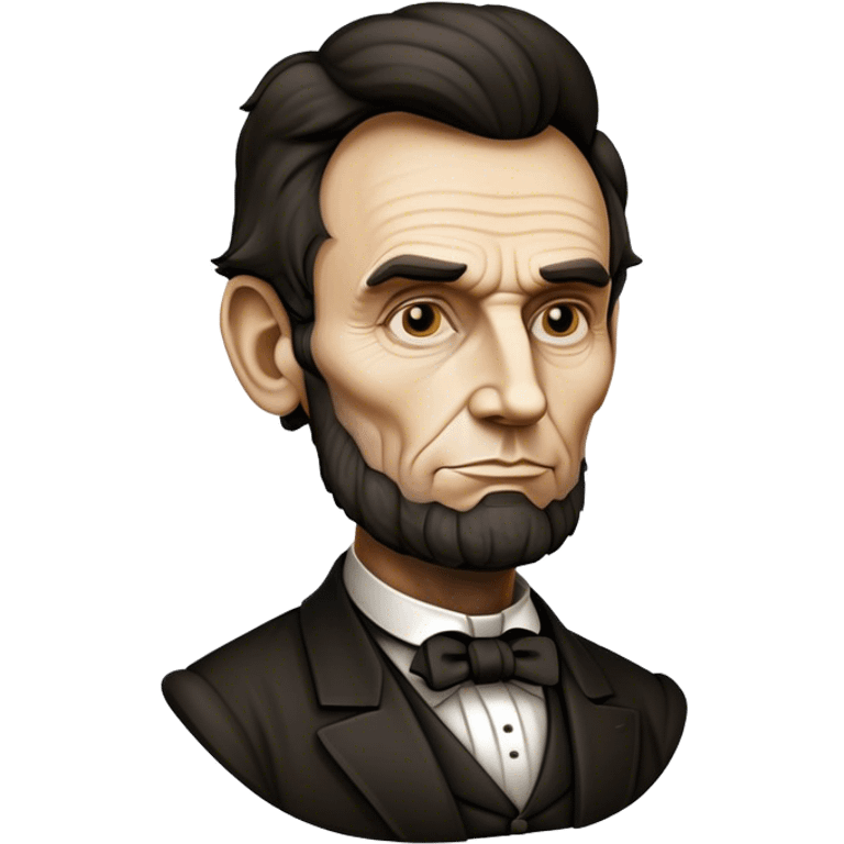 Cinematic Realistic Abraham Lincoln Portrait Emoji, depicted as a stoic iconic statesman with a tall dignified silhouette and thoughtful expression, rendered with detailed textures and dramatic historical lighting that captures his timeless presence. emoji