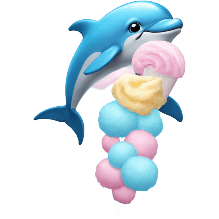 Dolphin holding Cotton candy  emoji