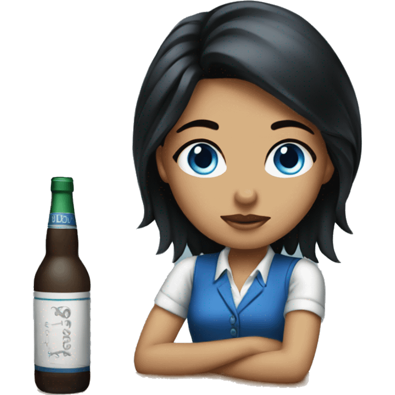 black hair blue eye girl bartender emoji