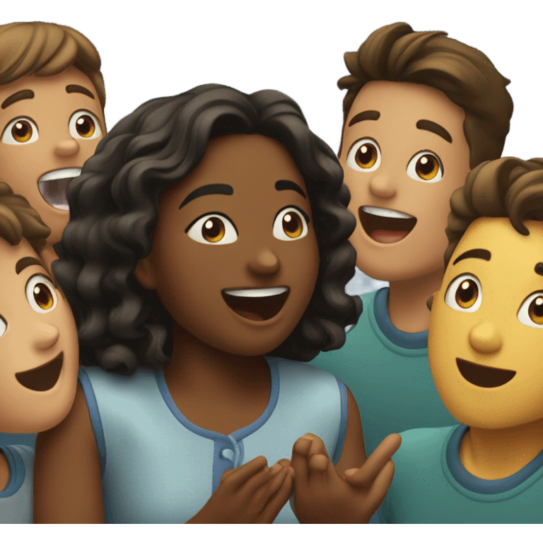 girl singing with boys  emoji