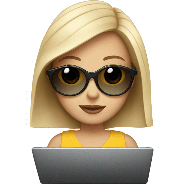 white girl with sunglasses and a laptop emoji