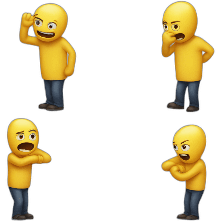 Don't hug me I'm scared yellow guy emoji