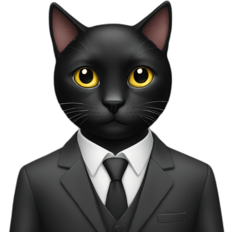 black cat on suit working emoji