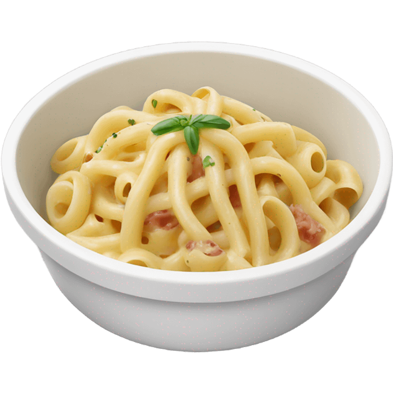 Pasta carbonara in white wok pack emoji