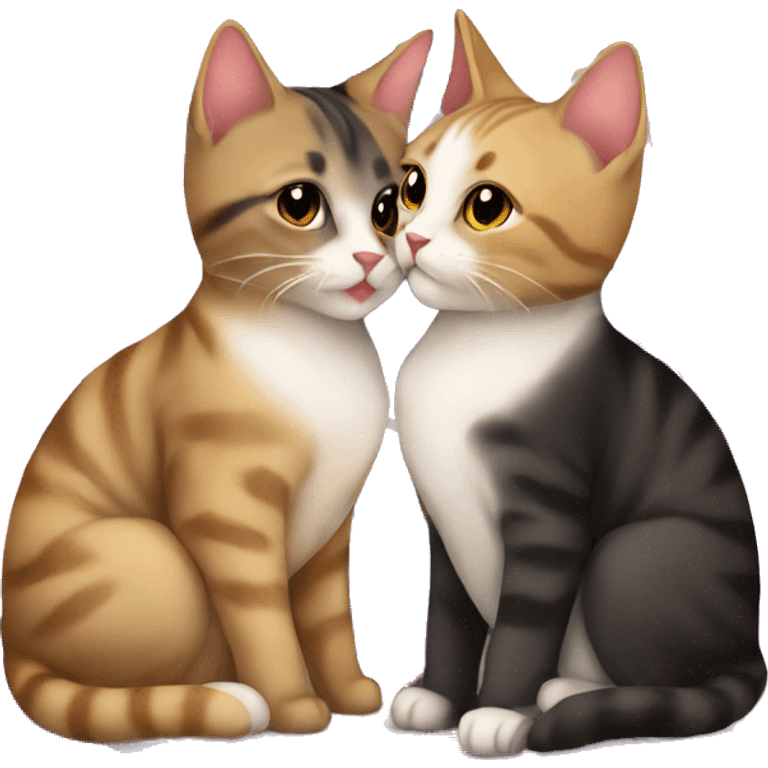 cute kissing cats on lesbian flag emoji