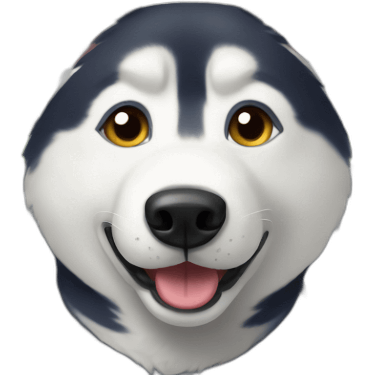 Husky in train emoji