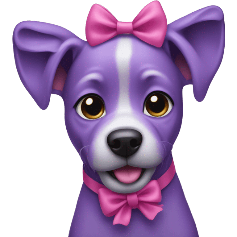 Purple dog with cute pink bow emoji