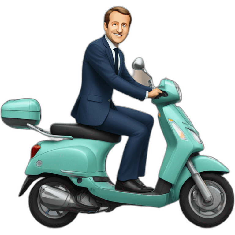 Emanuel Macron sur un scooter  emoji