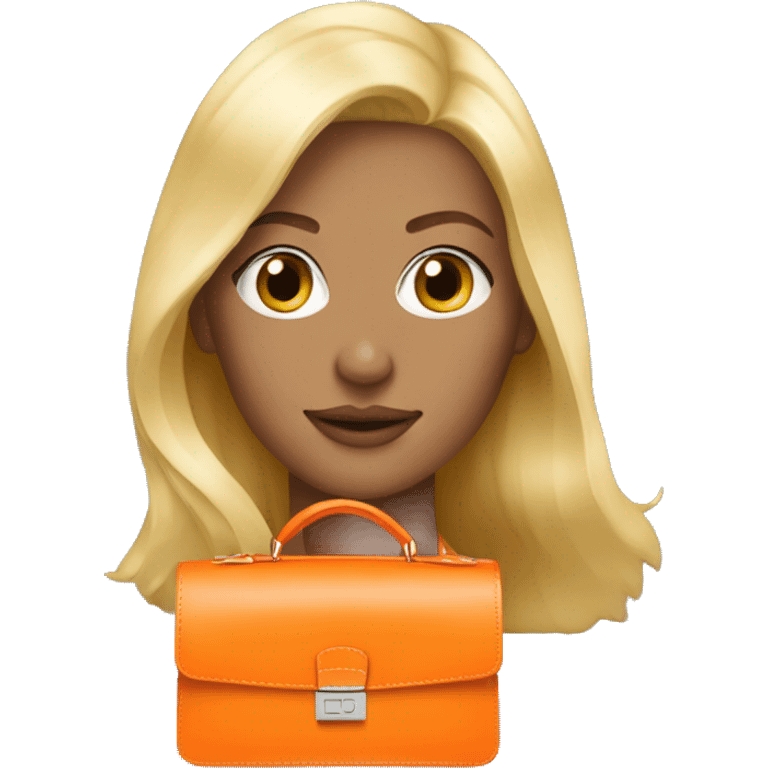 Blonde woman with orange birkin  emoji