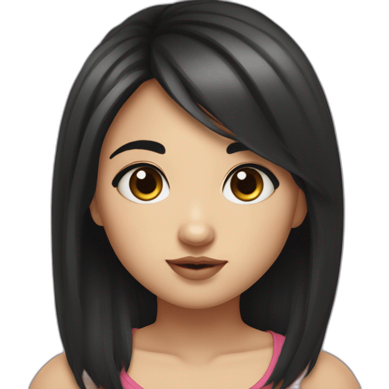 chubby cheecks mid black hair cute nose big eyes  cute girl emoji