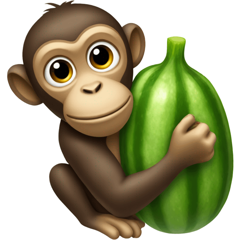 Monkey holding a cucumber  emoji