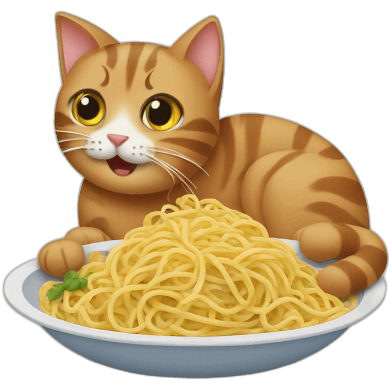 Cat eating spaghetti emoji