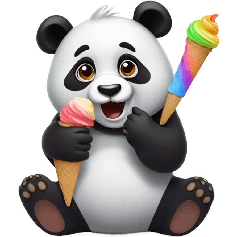 Panda eating ice cream emoji