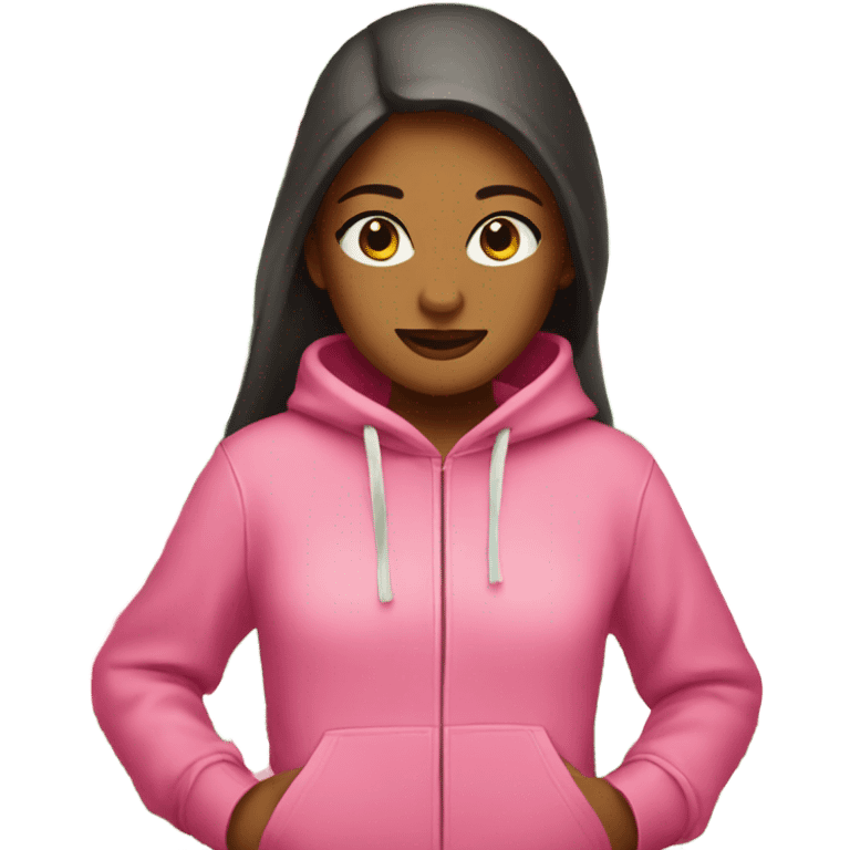 girl with pink hoodie with a hibicus flower on the hoodie emoji