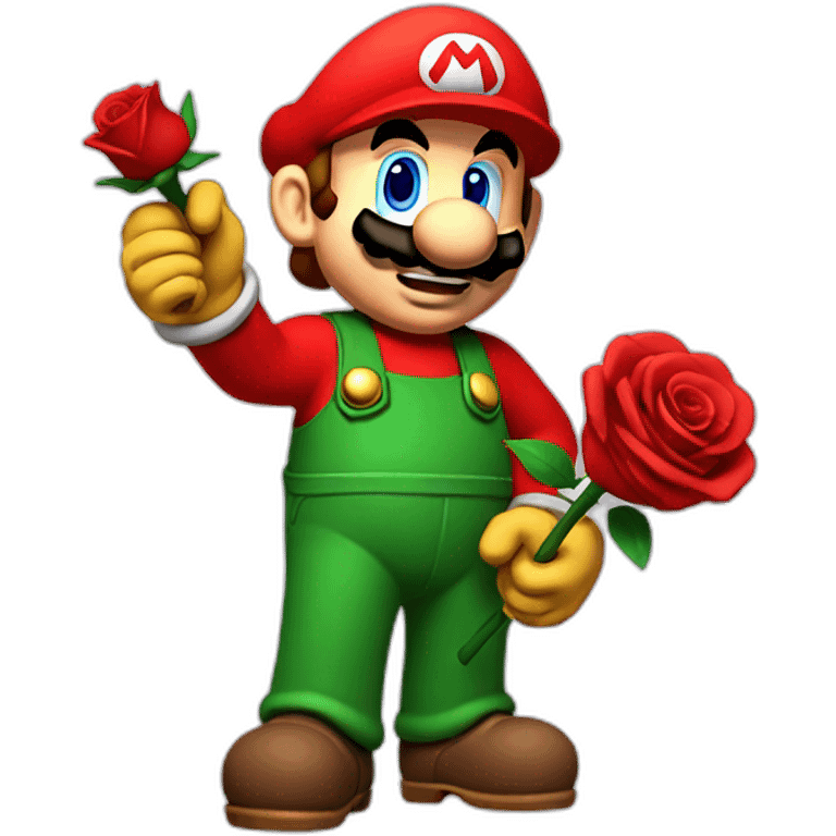 mario bros holding a rose emoji