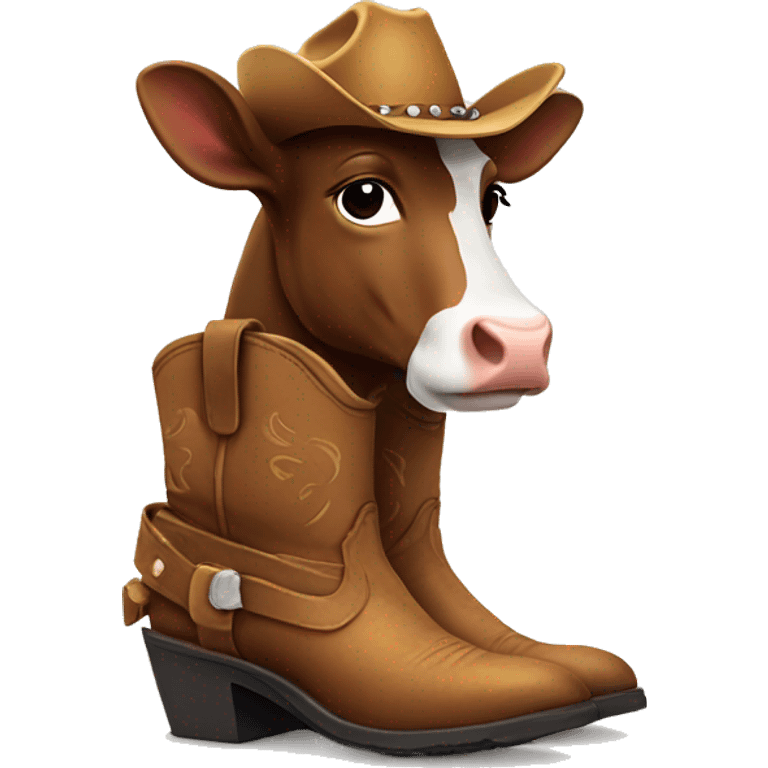 Cow wearing cowboy boots emoji