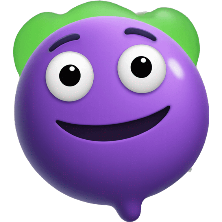 A purple chibi blob with a survey in it's hand whosing a green smiling emoji emoji