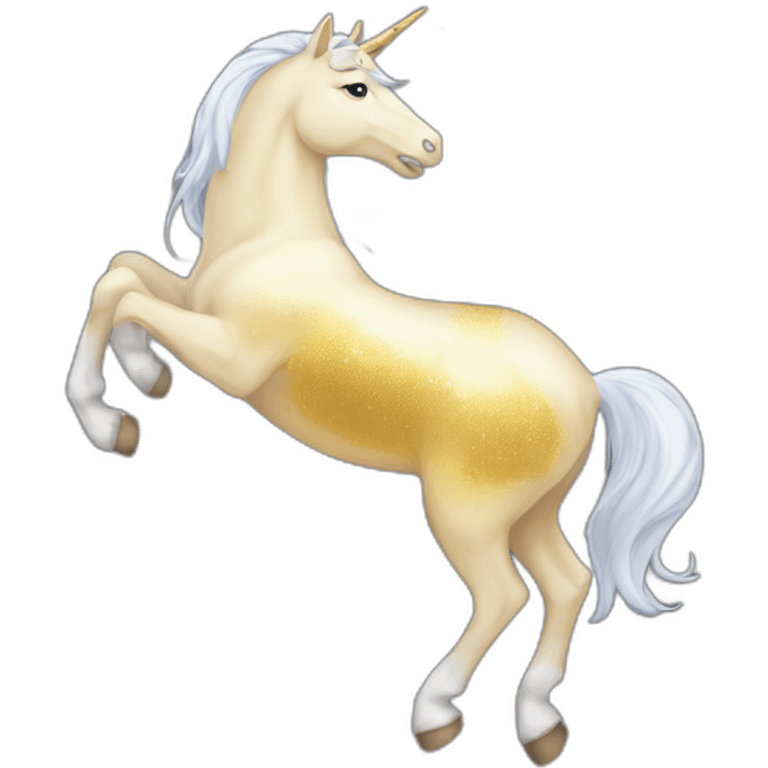 Licorne dorée avec des étoiles et des paul emoji