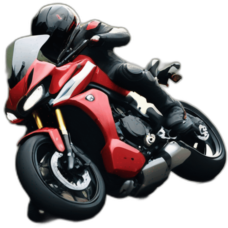 Racing driver on Yamaha tracer 9 red in cornering position emoji