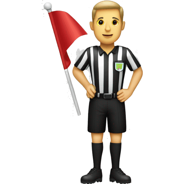 assistant football referee with offside flag emoji