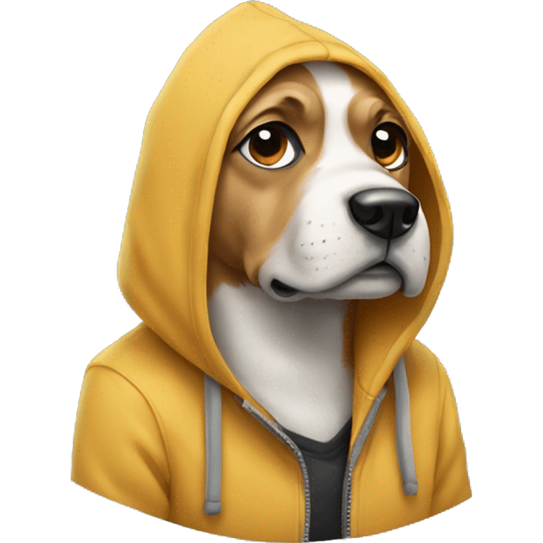 Dog wearing hoddie emoji