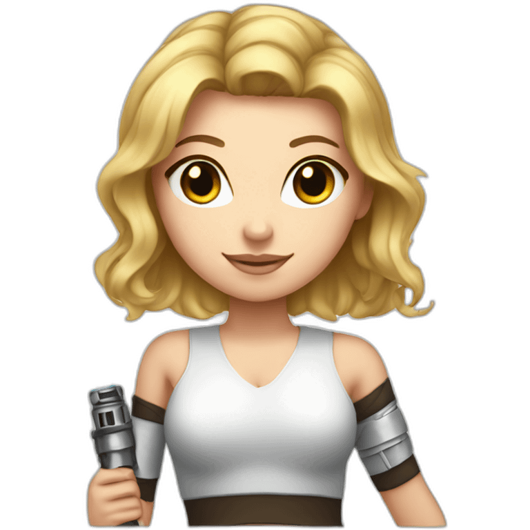 Sexy white girl holding lightsaber emoji