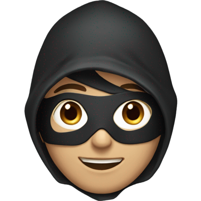 guy with black hoody and smiling mask which is half black half blue. emoji