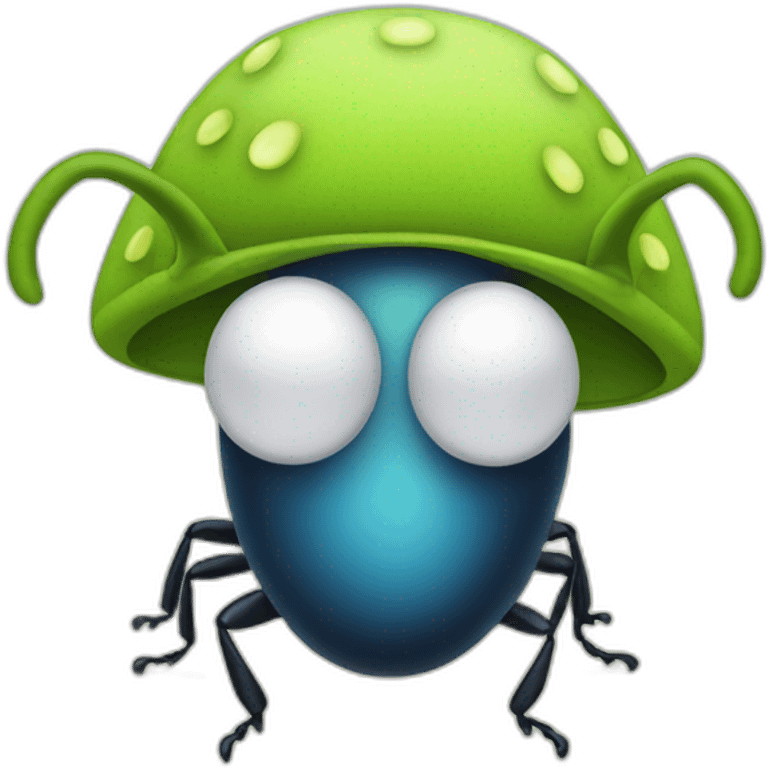 Cartoon Beetle wearing toupee emoji