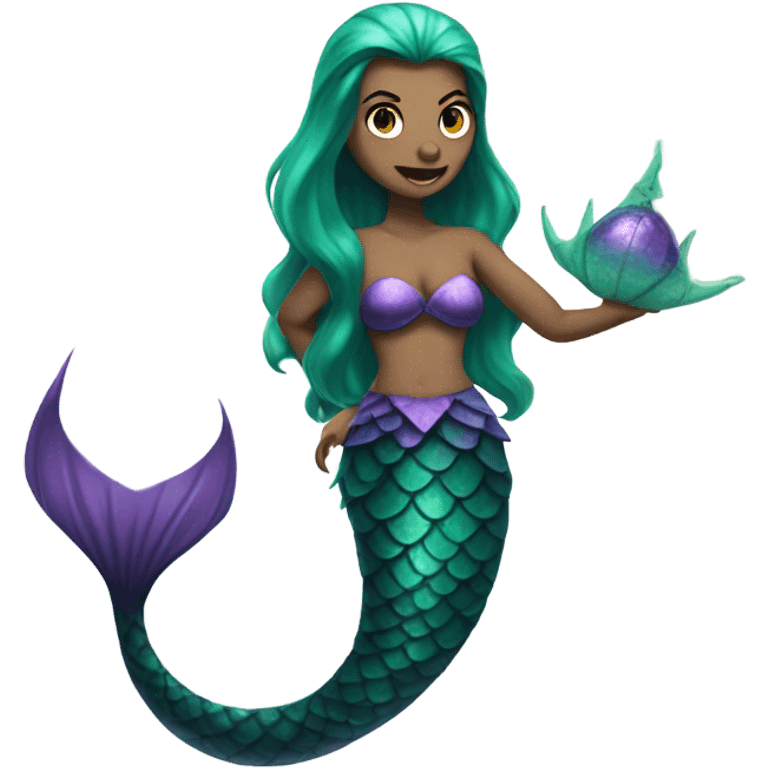 Evil mermaid green and purple with tail emoji