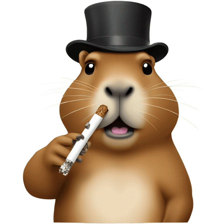 Capybara holding a smoking blunt between two fingers not NSFW emoji