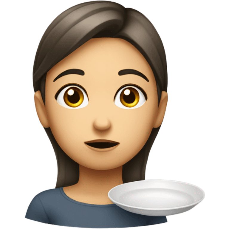 girl asking for food with an empty plate emoji