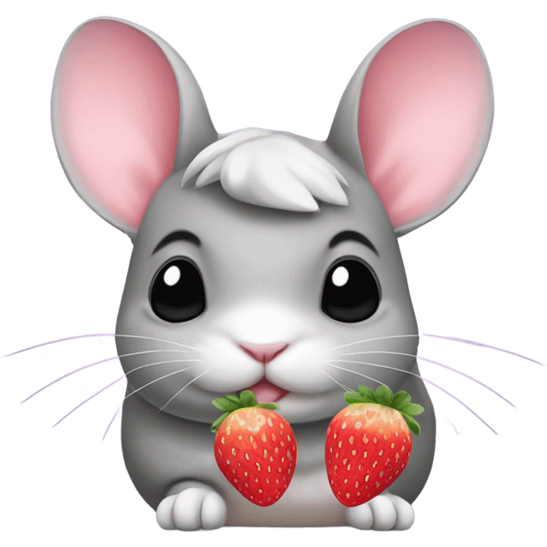 chinchilla with a strawberry and a pink pastel bow on its head emoji