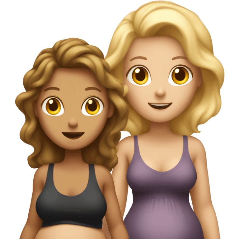 2 pregnant women talking - one white and one slightly tanned emoji