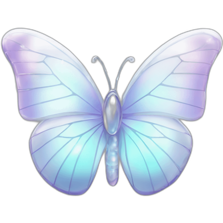 Pastel white iridescent glass crystal butterfly emoji