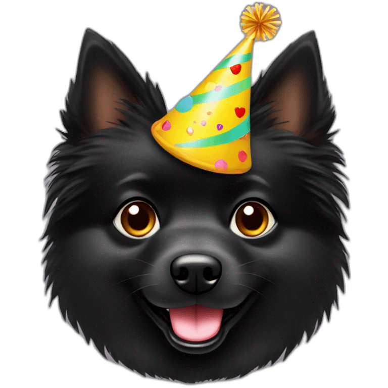 black spitz with party hat emoji