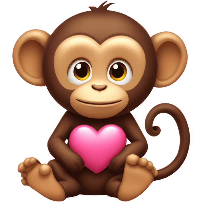 Shy monkey love hearts emoji