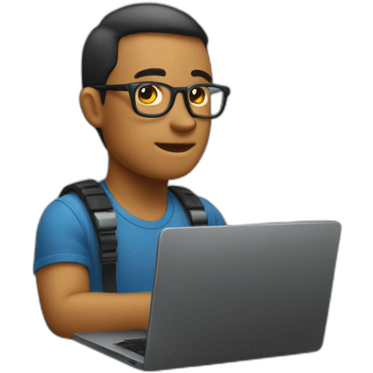 Side view developer behind his laptop  emoji