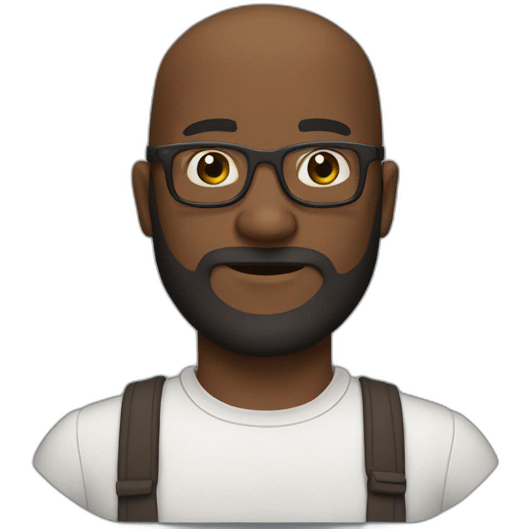 A bald brown guy thick beard wearing glasses dark skin emoji